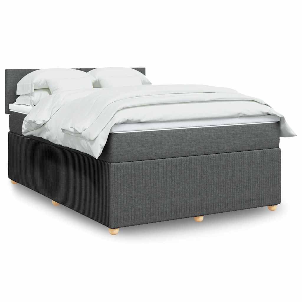 Κρεβάτι Boxspring με Στρώμα Σκούρο Γκρι 140x190 εκ. Υφασμάτινο