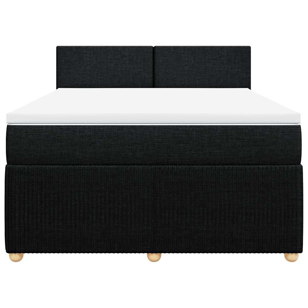 Κρεβάτι Boxspring με Στρώμα Μαύρο 140x190 εκ. Υφασμάτινο - Pakobazaar