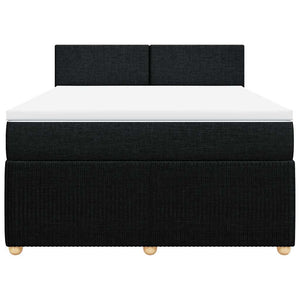 Κρεβάτι Boxspring με Στρώμα Μαύρο 140x190 εκ. Υφασμάτινο - Pakobazaar