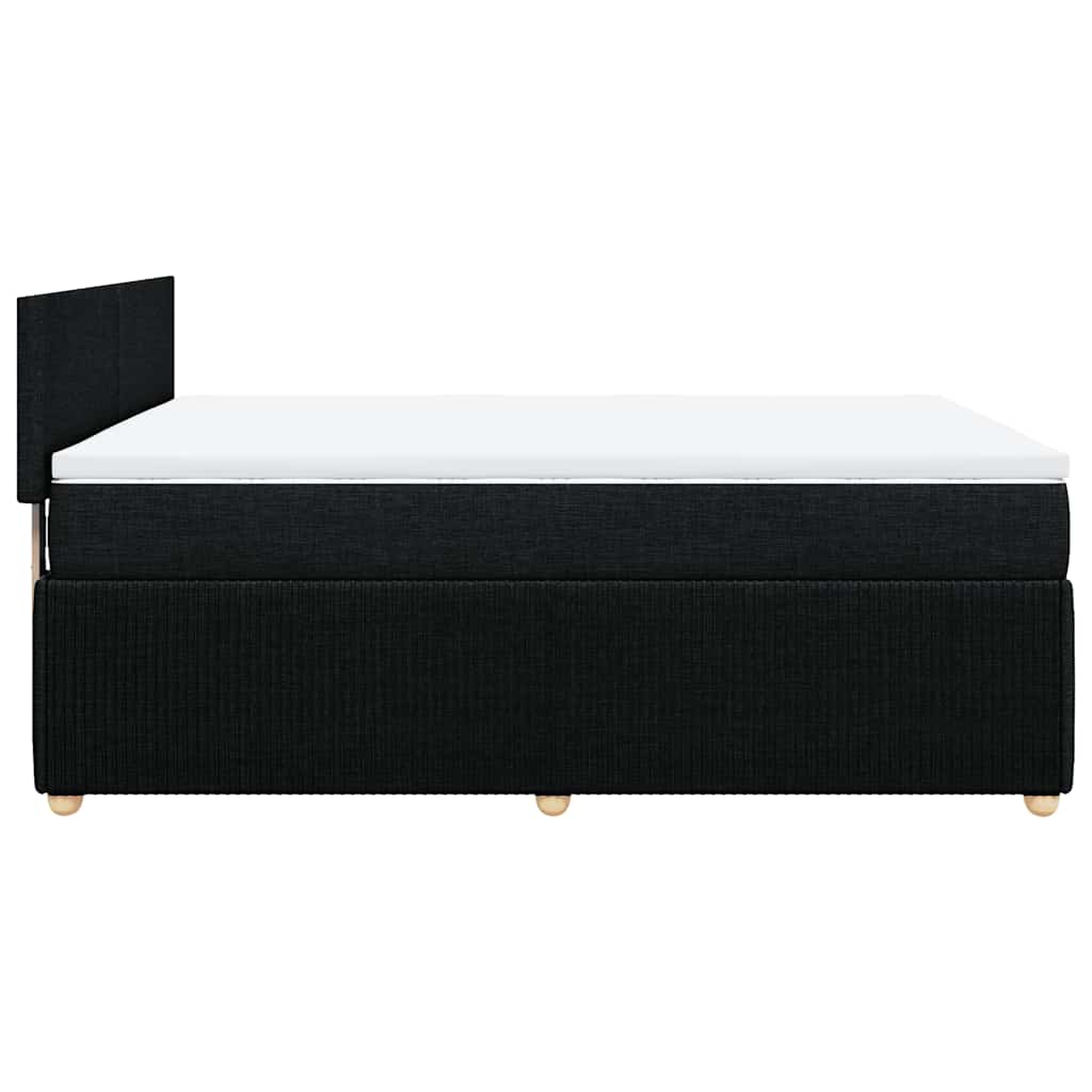 Κρεβάτι Boxspring με Στρώμα Μαύρο 140x190 εκ. Υφασμάτινο - Pakobazaar