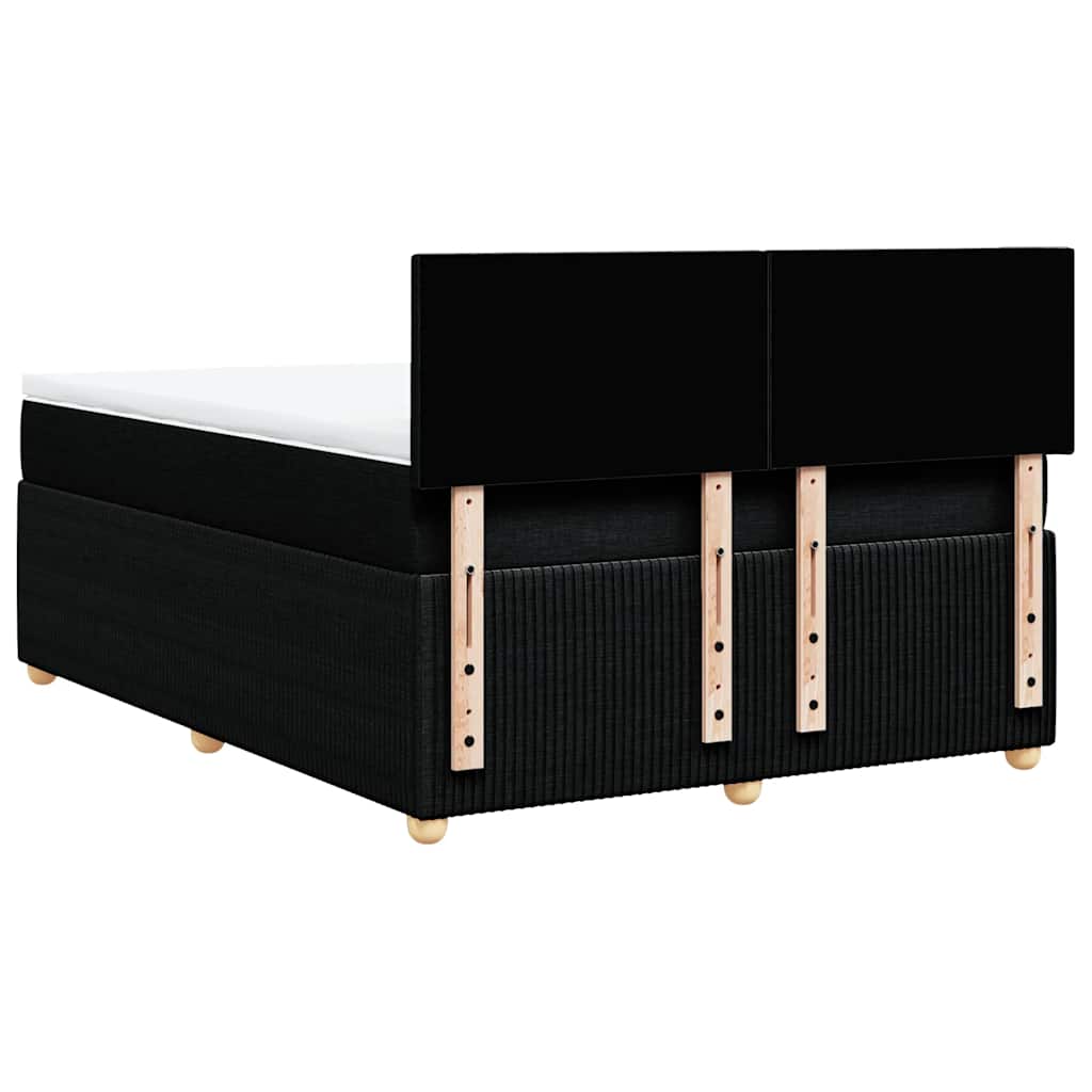 Κρεβάτι Boxspring με Στρώμα Μαύρο 140x190 εκ. Υφασμάτινο - Pakobazaar