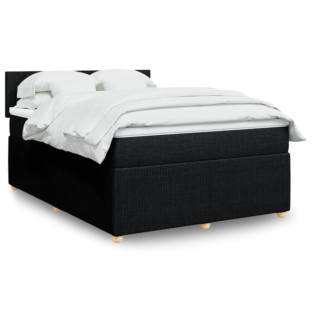 Κρεβάτι Boxspring με Στρώμα Μαύρο 140x190 εκ. Υφασμάτινο - Pakobazaar