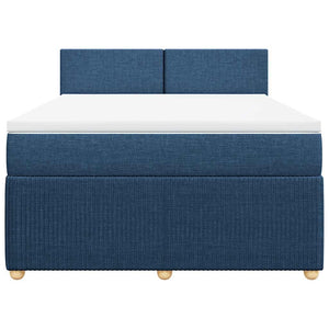 Κρεβάτι Boxspring με Στρώμα Μπλε 140x190 εκ. Υφασμάτινο