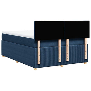 Κρεβάτι Boxspring με Στρώμα Μπλε 140x190 εκ. Υφασμάτινο