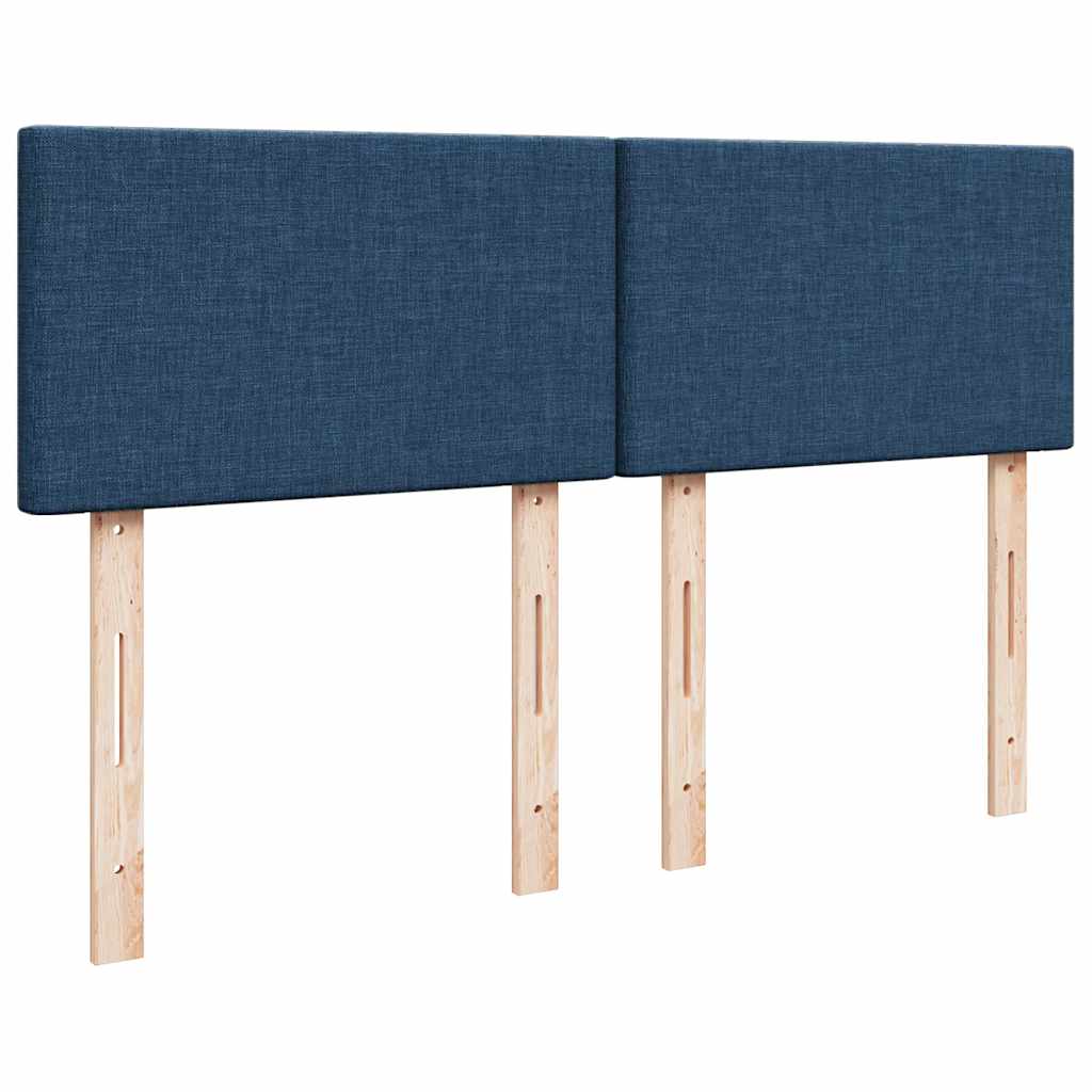 Κρεβάτι Boxspring με Στρώμα Μπλε 140x190 εκ. Υφασμάτινο