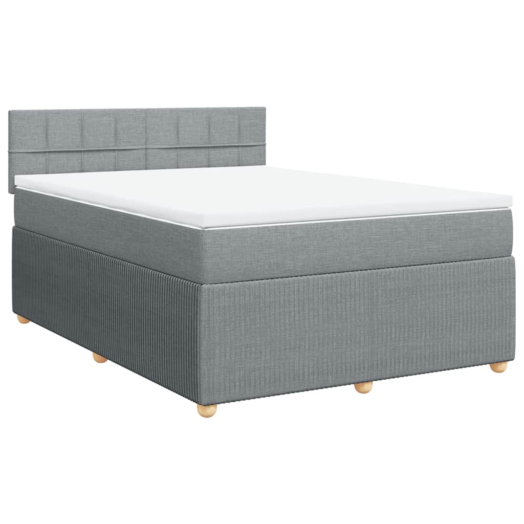 Κρεβάτι Boxspring με Στρώμα Ανοιχτό Γκρι 140x190 εκ. Υφασμάτινο