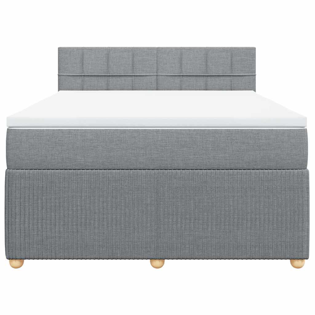 Κρεβάτι Boxspring με Στρώμα Ανοιχτό Γκρι 140x190 εκ. Υφασμάτινο