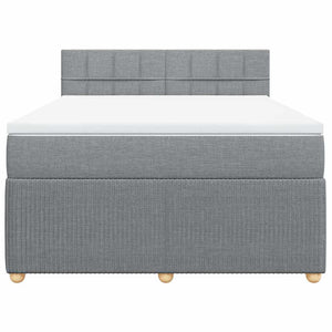 Κρεβάτι Boxspring με Στρώμα Ανοιχτό Γκρι 140x190 εκ. Υφασμάτινο