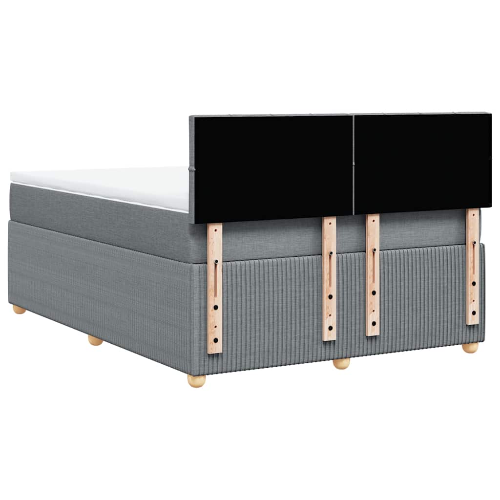 Κρεβάτι Boxspring με Στρώμα Ανοιχτό Γκρι 140x190 εκ. Υφασμάτινο