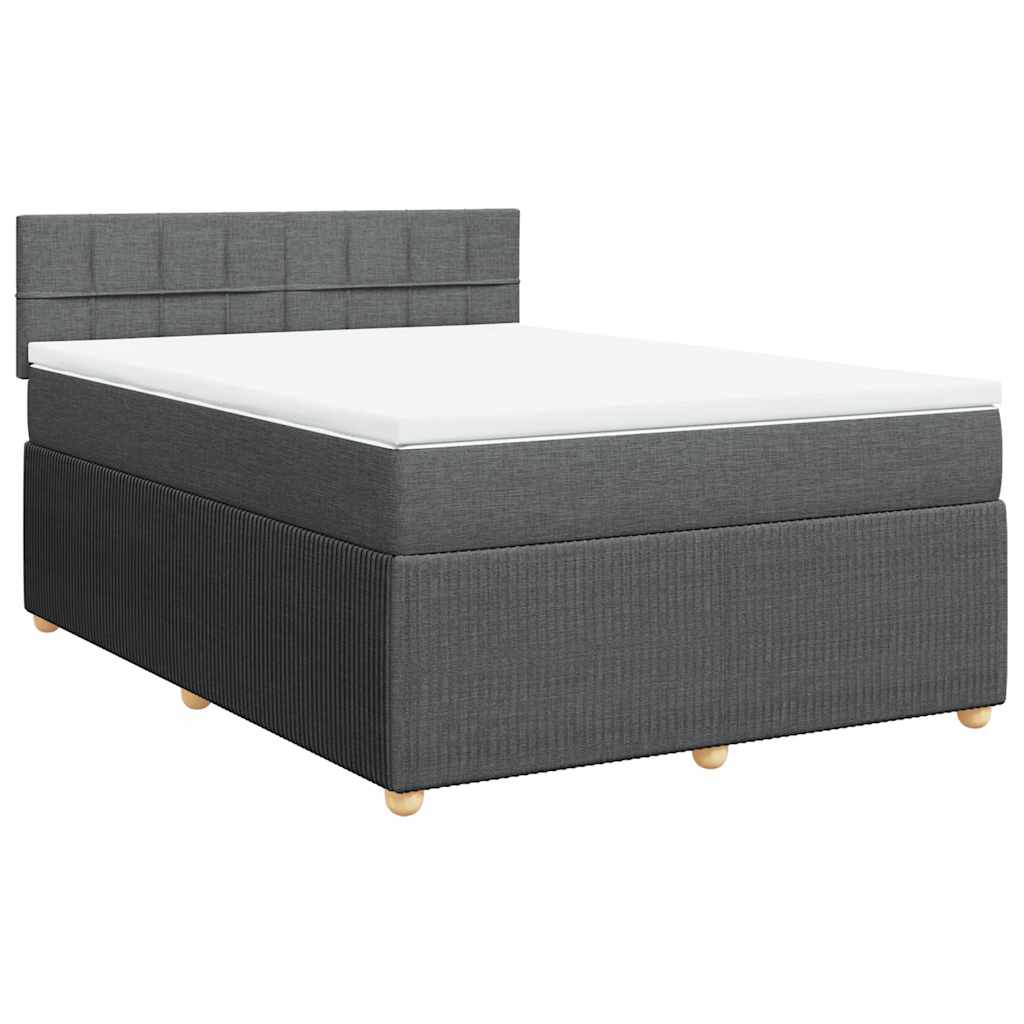 Κρεβάτι Boxspring με Στρώμα Σκούρο Γκρι 140x190 εκ. Υφασμάτινο - Pakobazaar