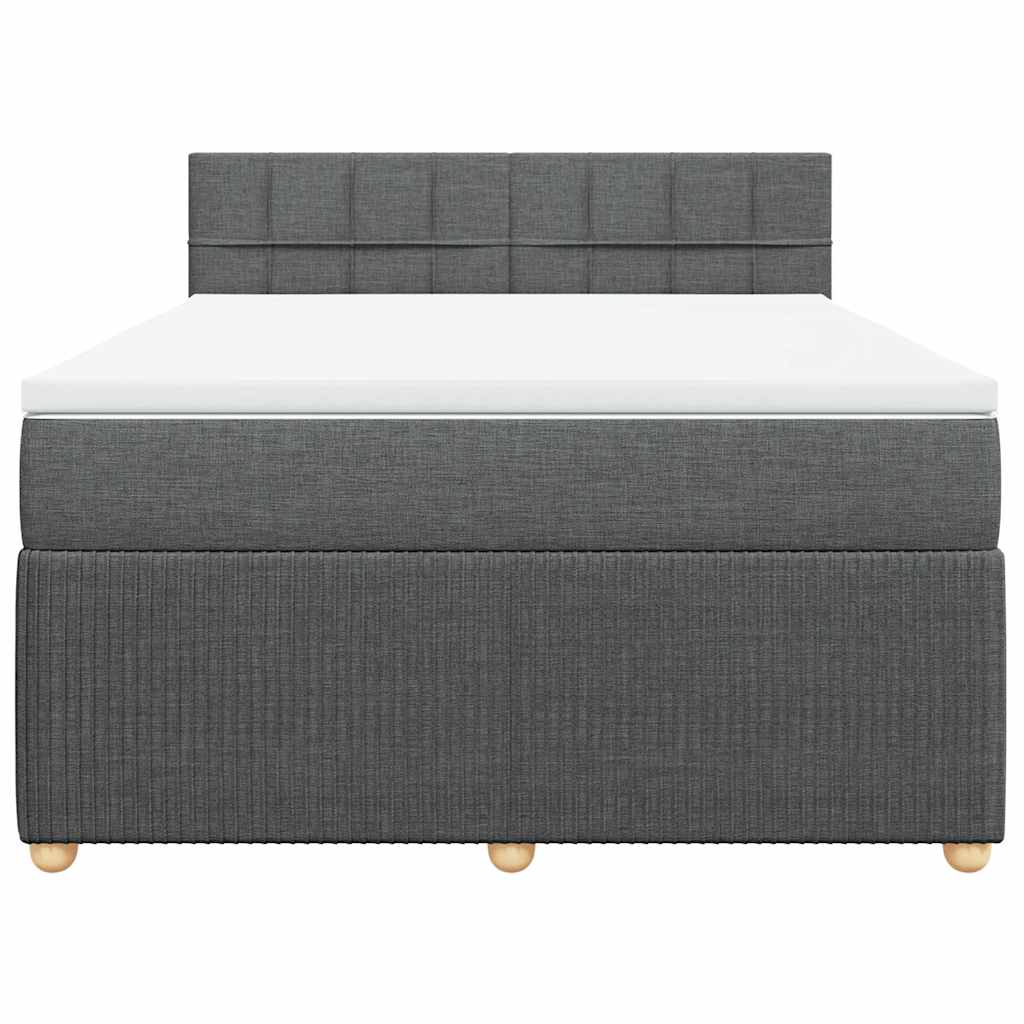 Κρεβάτι Boxspring με Στρώμα Σκούρο Γκρι 140x190 εκ. Υφασμάτινο - Pakobazaar