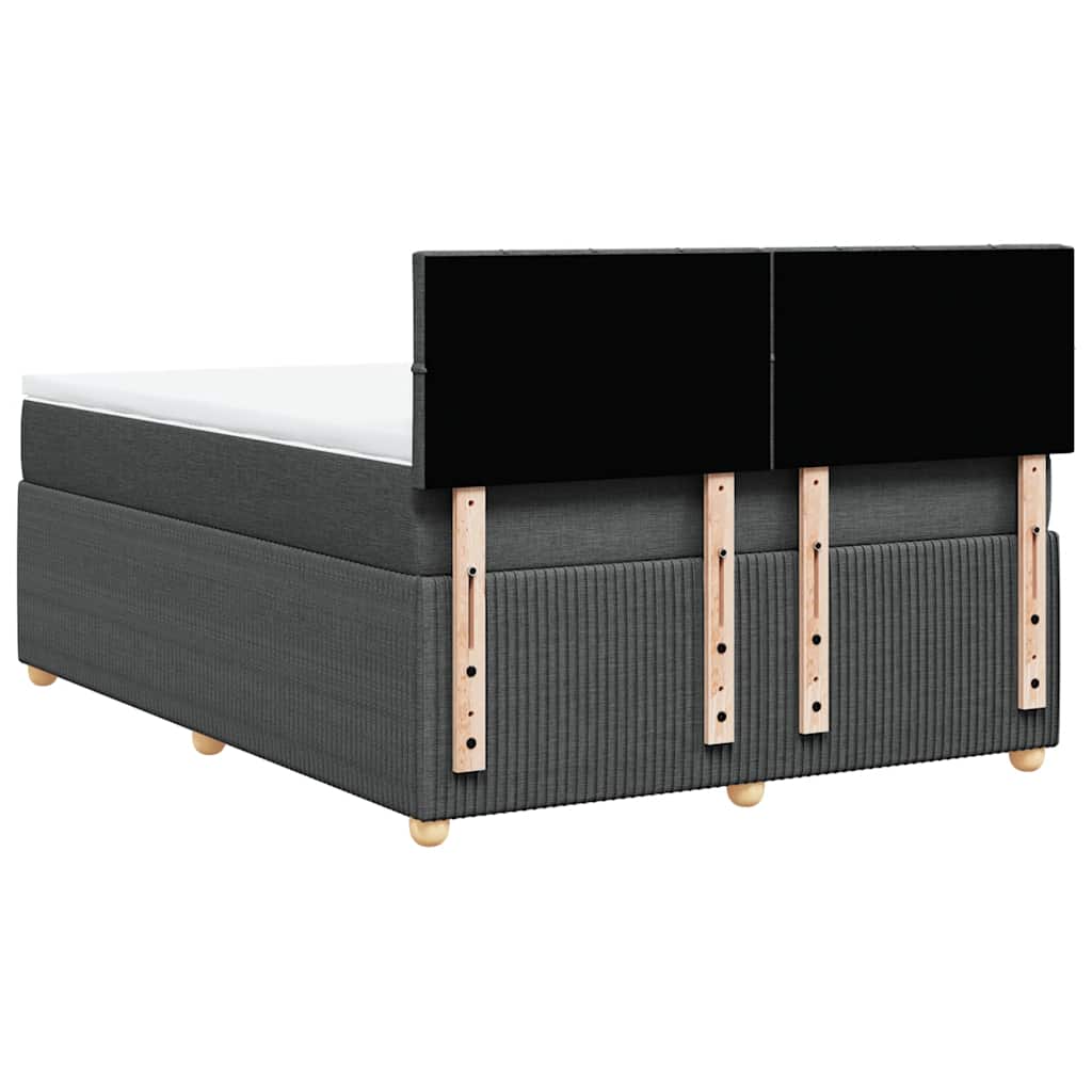 Κρεβάτι Boxspring με Στρώμα Σκούρο Γκρι 140x190 εκ. Υφασμάτινο - Pakobazaar