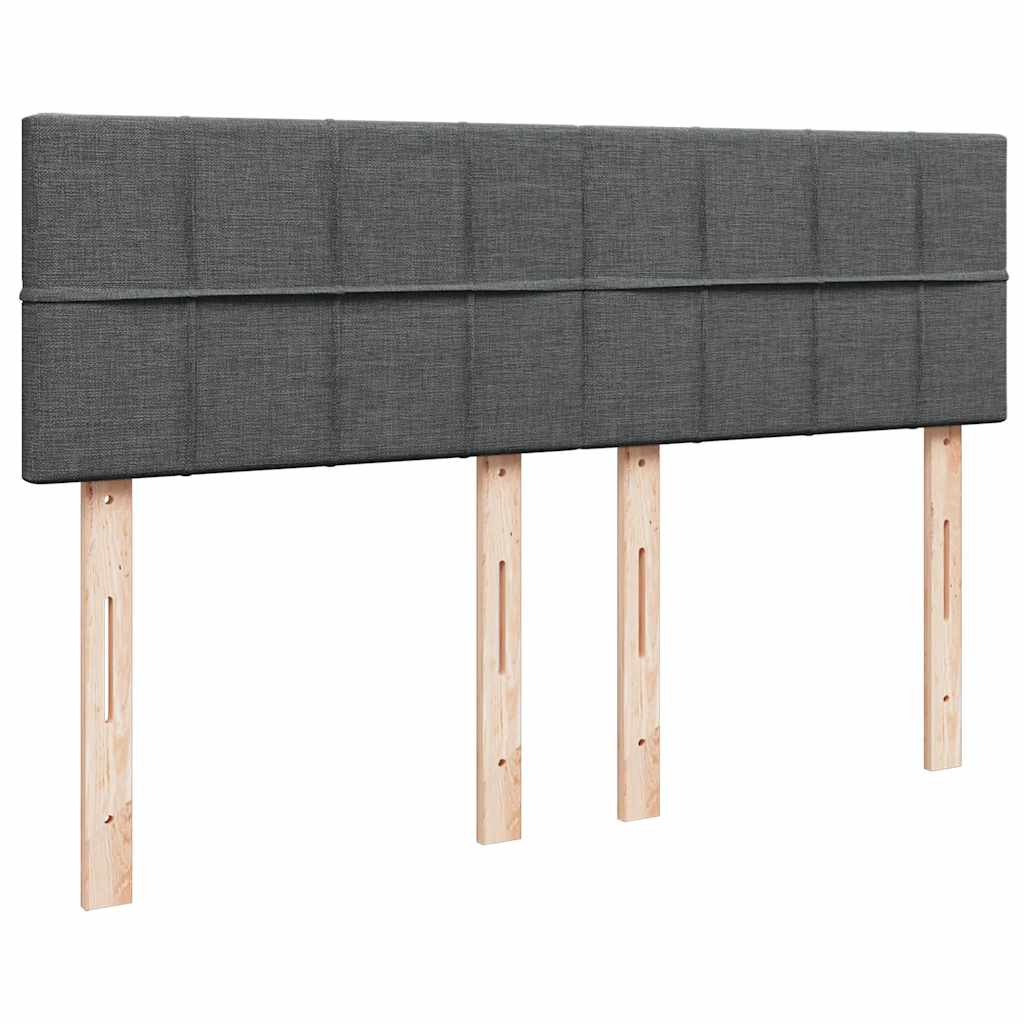 Κρεβάτι Boxspring με Στρώμα Σκούρο Γκρι 140x190 εκ. Υφασμάτινο - Pakobazaar