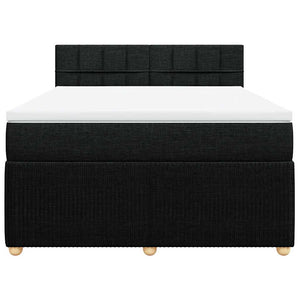 Κρεβάτι Boxspring με Στρώμα Μαύρο 140x190 εκ. Υφασμάτινο - Pakobazaar