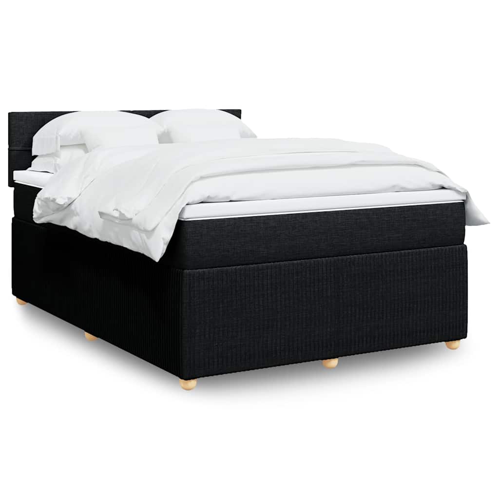 Κρεβάτι Boxspring με Στρώμα Μαύρο 140x190 εκ. Υφασμάτινο - Pakobazaar