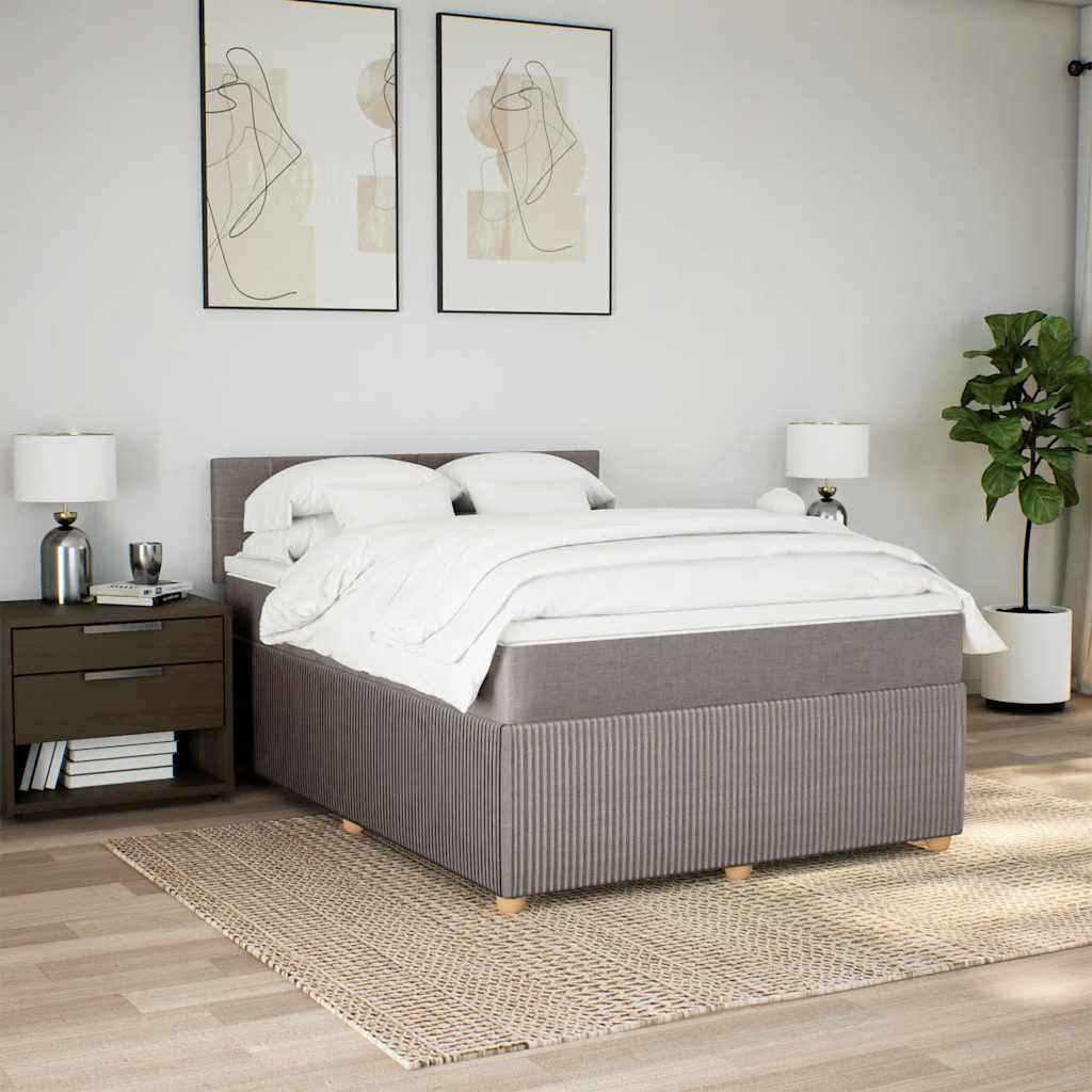 Κρεβάτι Boxspring με Στρώμα Taupe 140x190 εκ. Υφασμάτινο