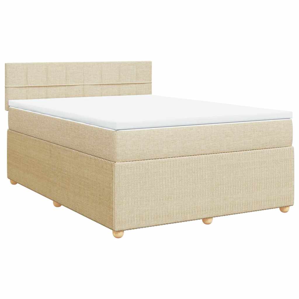 Κρεβάτι Boxspring με Στρώμα Κρεμ 140x190 εκ. Υφασμάτινο - Pakobazaar