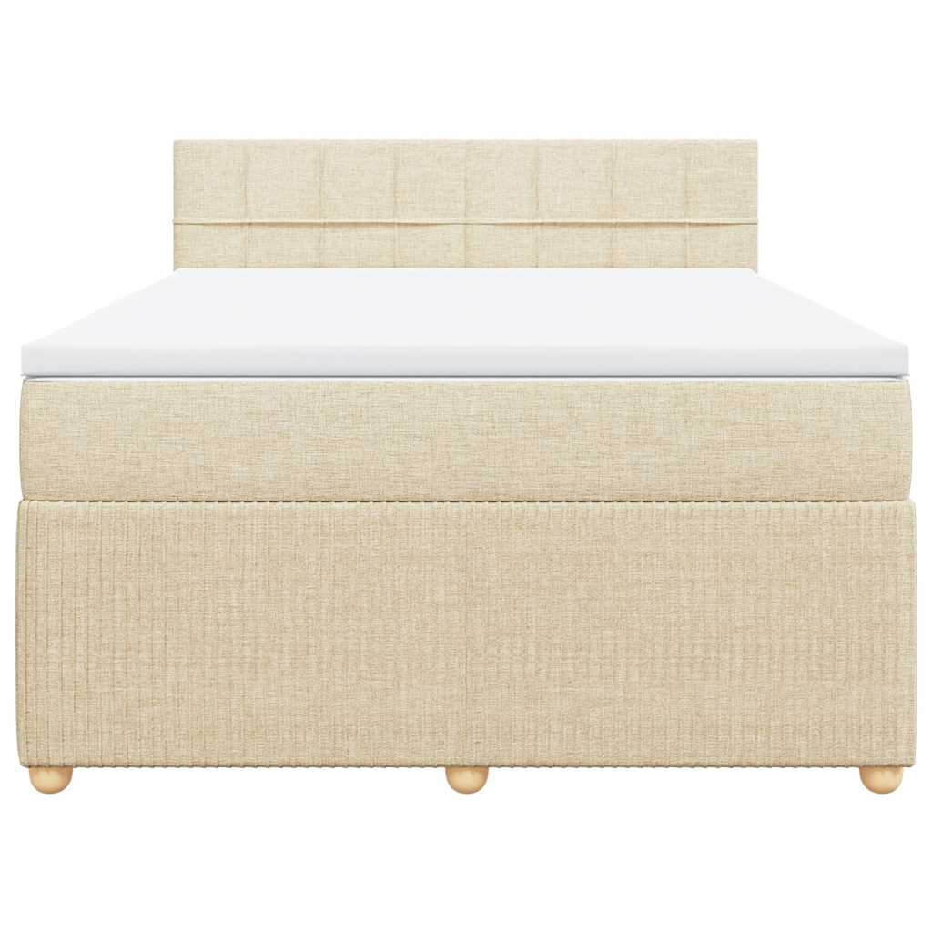 Κρεβάτι Boxspring με Στρώμα Κρεμ 140x190 εκ. Υφασμάτινο - Pakobazaar