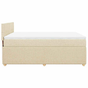 Κρεβάτι Boxspring με Στρώμα Κρεμ 140x190 εκ. Υφασμάτινο - Pakobazaar