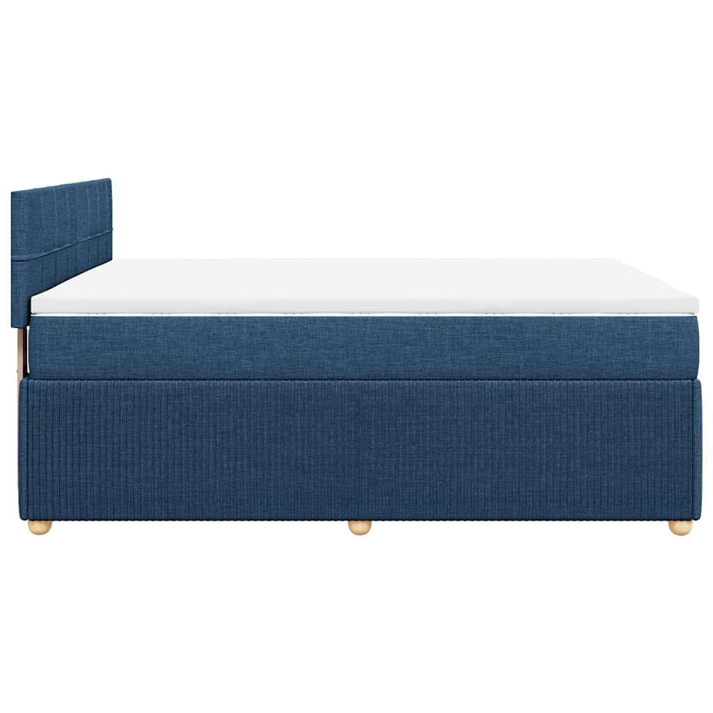 Κρεβάτι Boxspring με Στρώμα Μπλε 140x190 εκ. Υφασμάτινο