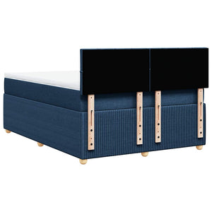 Κρεβάτι Boxspring με Στρώμα Μπλε 140x190 εκ. Υφασμάτινο