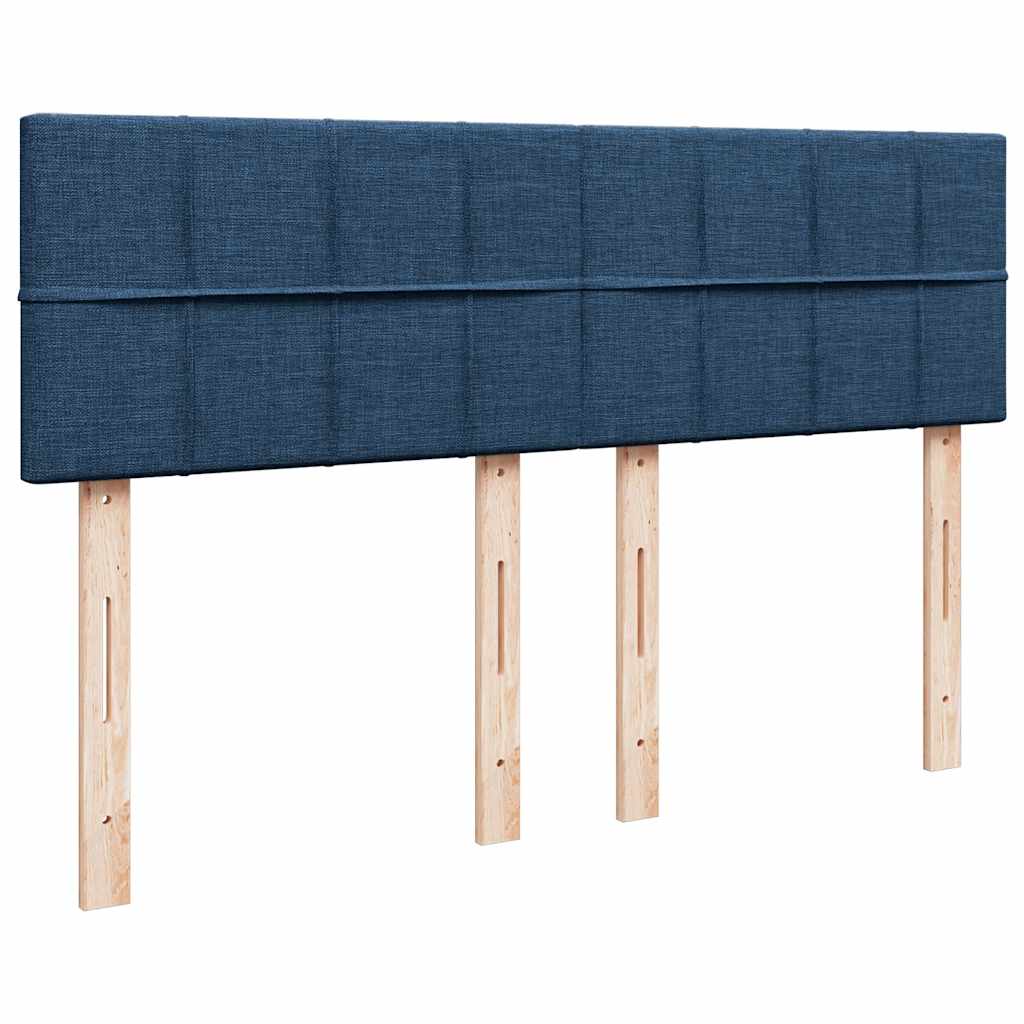 Κρεβάτι Boxspring με Στρώμα Μπλε 140x190 εκ. Υφασμάτινο