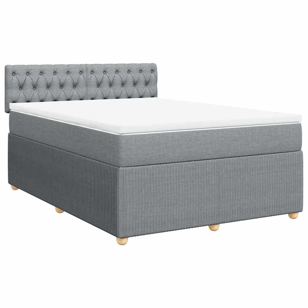 Κρεβάτι Boxspring με Στρώμα Ανοιχτό Γκρι 140x190 εκ. Υφασμάτινο