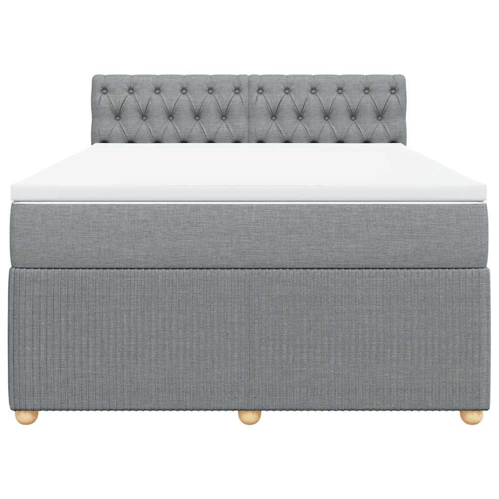 Κρεβάτι Boxspring με Στρώμα Ανοιχτό Γκρι 140x190 εκ. Υφασμάτινο