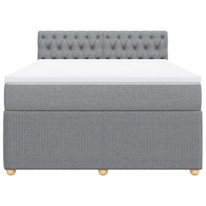 Κρεβάτι Boxspring με Στρώμα Ανοιχτό Γκρι 140x190 εκ. Υφασμάτινο