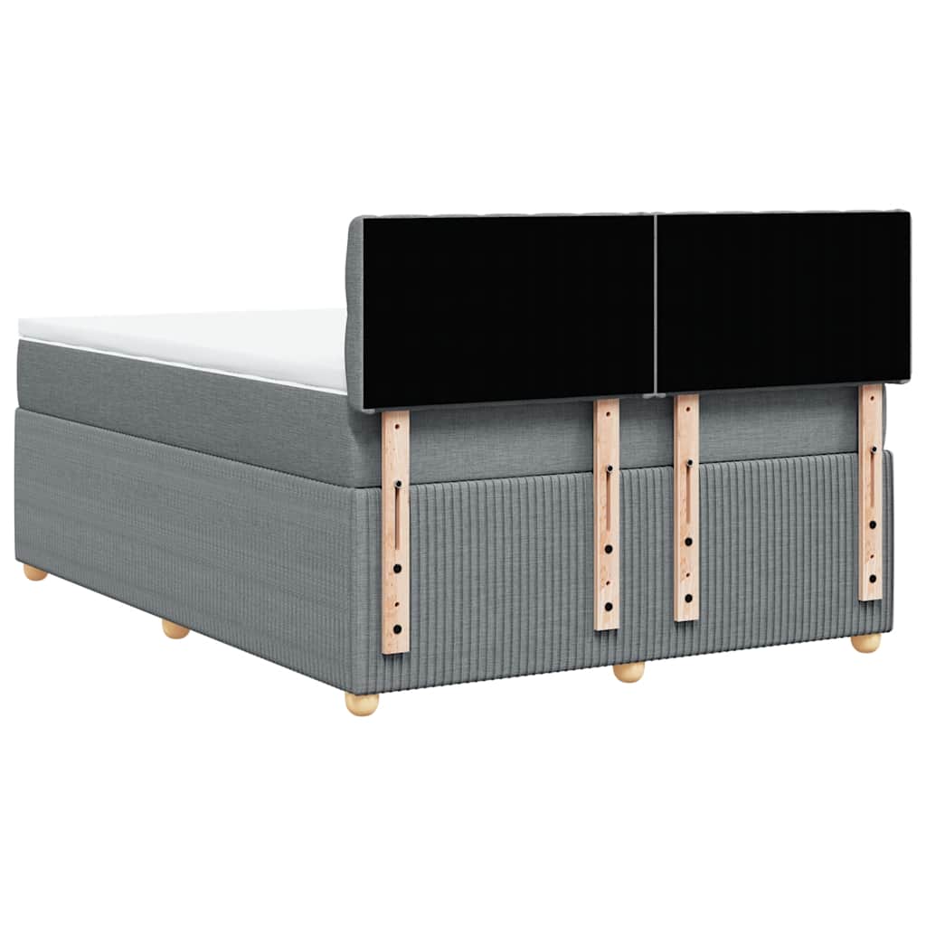 Κρεβάτι Boxspring με Στρώμα Ανοιχτό Γκρι 140x190 εκ. Υφασμάτινο