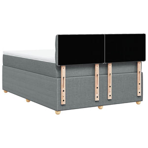 Κρεβάτι Boxspring με Στρώμα Ανοιχτό Γκρι 140x190 εκ. Υφασμάτινο