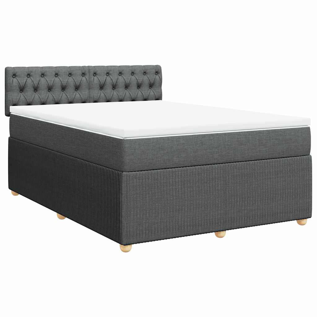 Κρεβάτι Boxspring με Στρώμα Σκούρο Γκρι 140x190 εκ. Υφασμάτινο