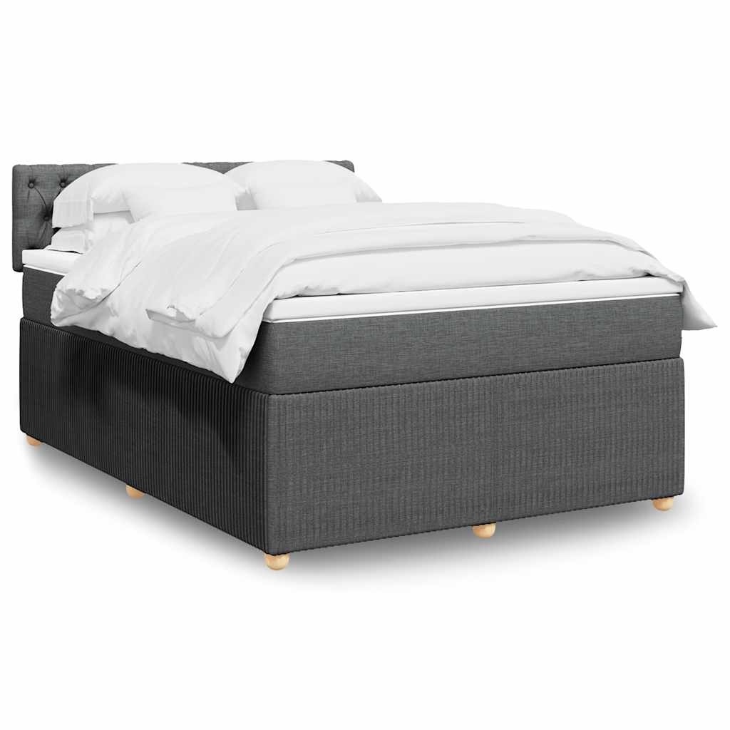 Κρεβάτι Boxspring με Στρώμα Σκούρο Γκρι 140x190 εκ. Υφασμάτινο