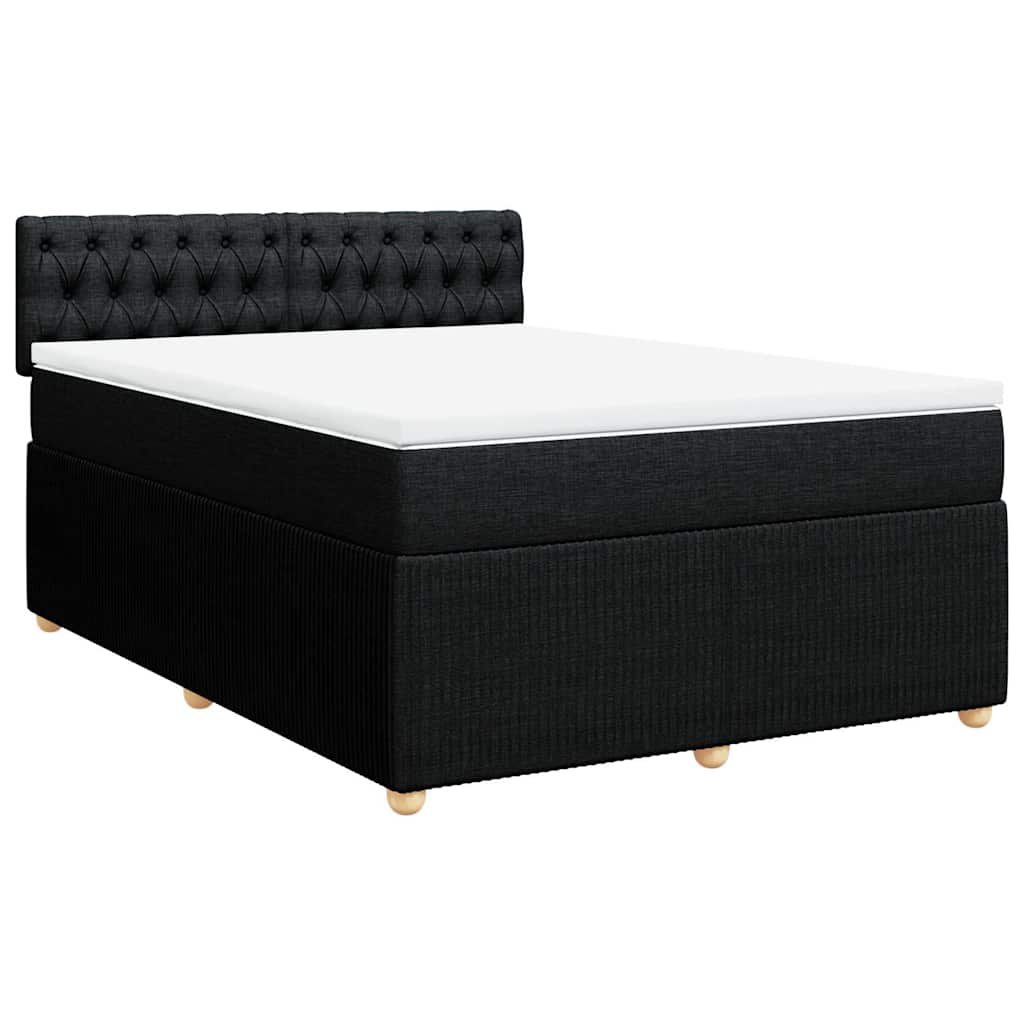 Κρεβάτι Boxspring με Στρώμα Μαύρο 140x190 εκ. Υφασμάτινο
