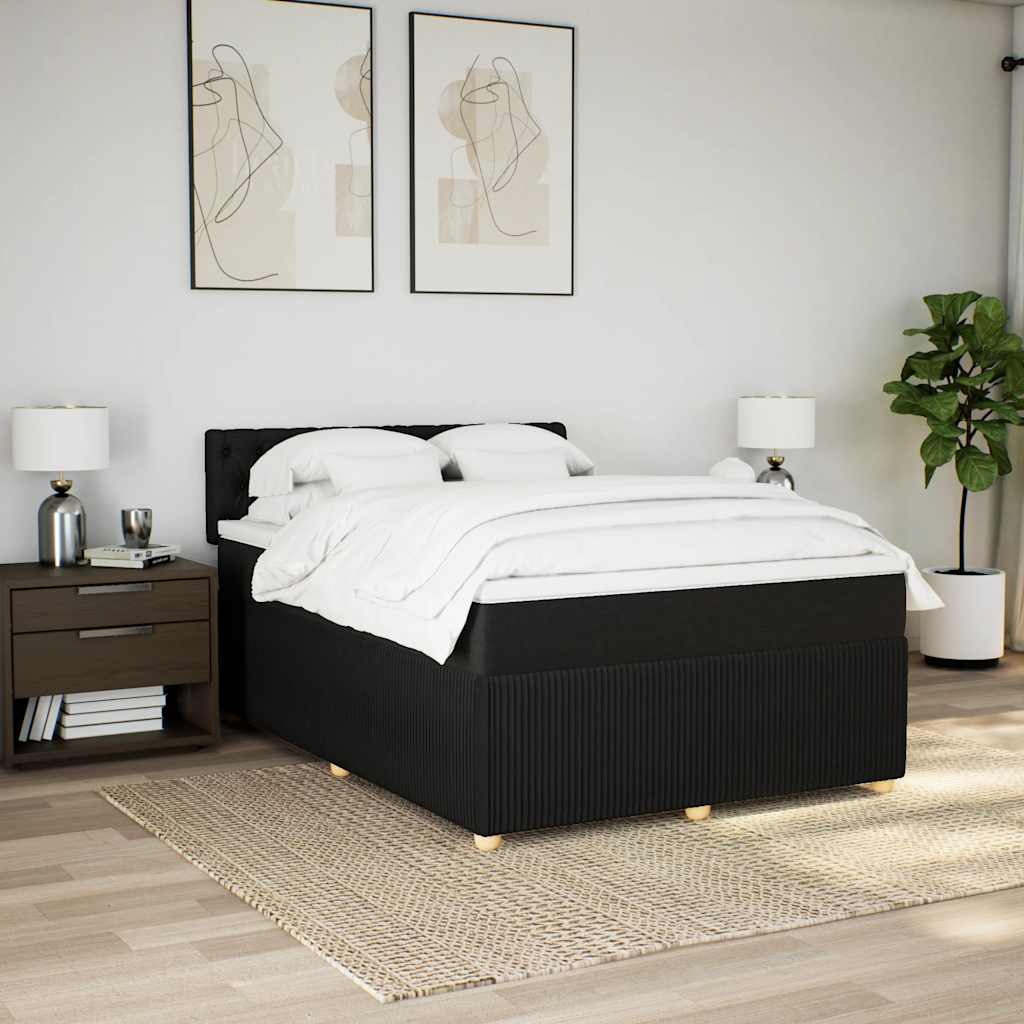 Κρεβάτι Boxspring με Στρώμα Μαύρο 140x190 εκ. Υφασμάτινο