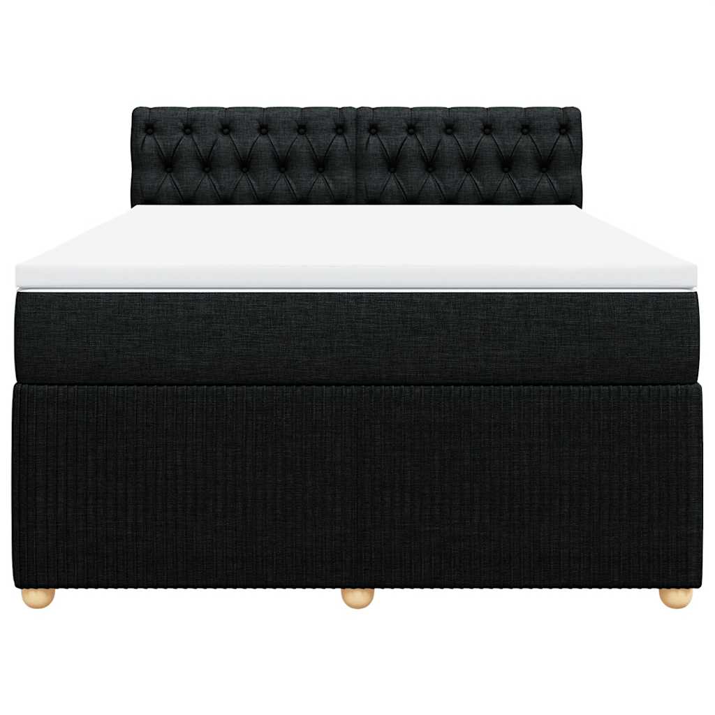 Κρεβάτι Boxspring με Στρώμα Μαύρο 140x190 εκ. Υφασμάτινο