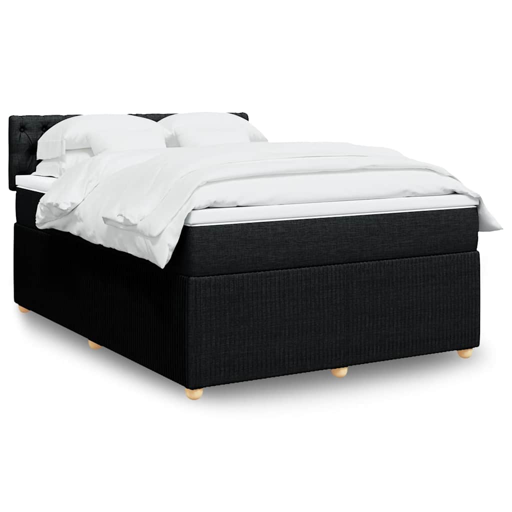 Κρεβάτι Boxspring με Στρώμα Μαύρο 140x190 εκ. Υφασμάτινο