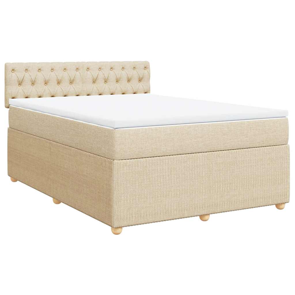 Κρεβάτι Boxspring με Στρώμα Κρεμ 140x190 εκ. Υφασμάτινο - Pakobazaar