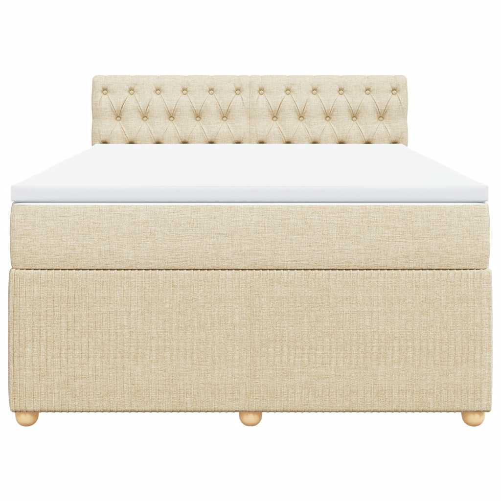 Κρεβάτι Boxspring με Στρώμα Κρεμ 140x190 εκ. Υφασμάτινο - Pakobazaar
