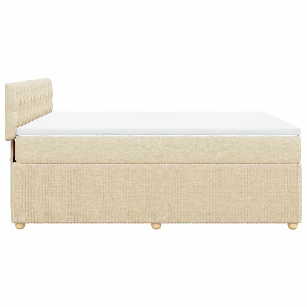 Κρεβάτι Boxspring με Στρώμα Κρεμ 140x190 εκ. Υφασμάτινο - Pakobazaar