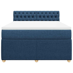 Κρεβάτι Boxspring με Στρώμα Μπλε 140x190 εκ. Υφασμάτινο