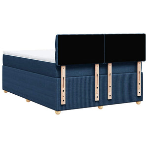 Κρεβάτι Boxspring με Στρώμα Μπλε 140x190 εκ. Υφασμάτινο