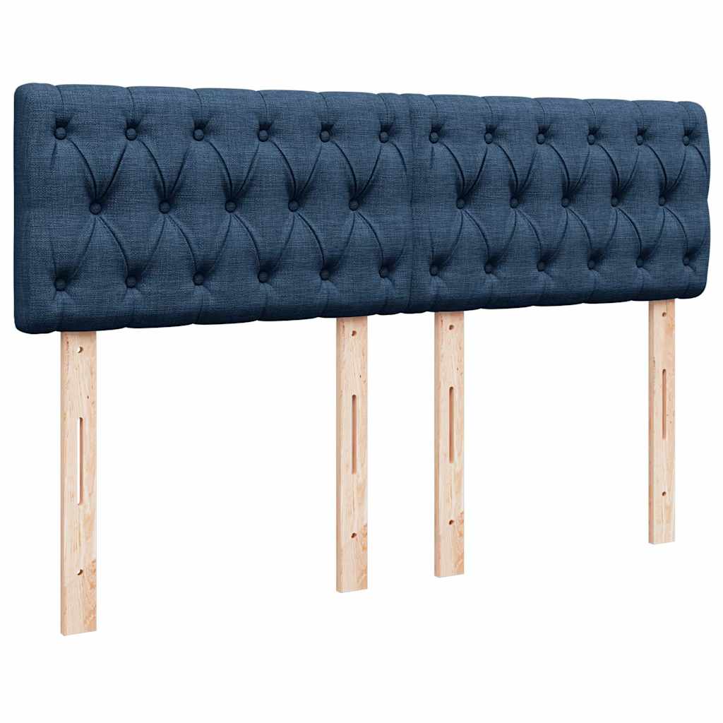 Κρεβάτι Boxspring με Στρώμα Μπλε 140x190 εκ. Υφασμάτινο