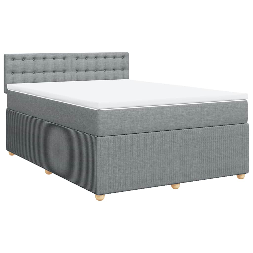 Κρεβάτι Boxspring με Στρώμα Ανοιχτό Γκρι 140x190 εκ. Υφασμάτινο