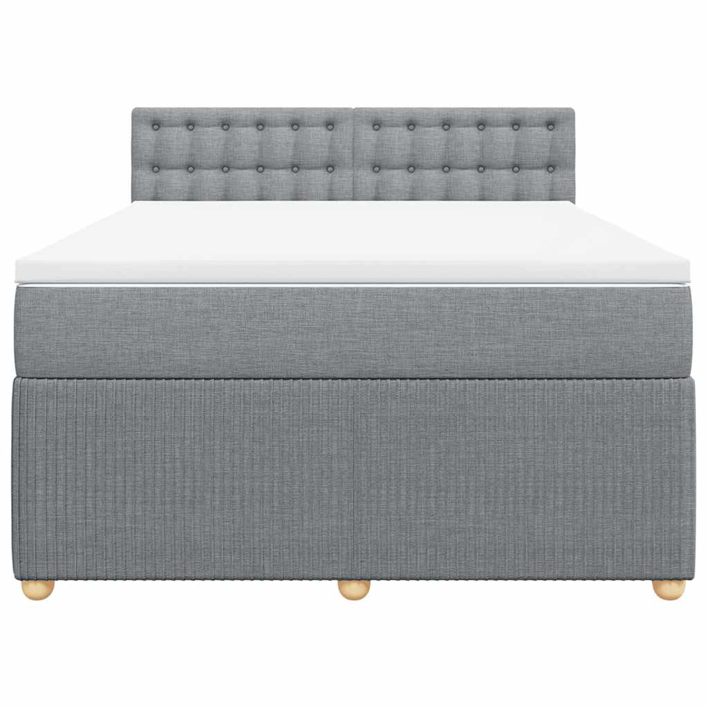 Κρεβάτι Boxspring με Στρώμα Ανοιχτό Γκρι 140x190 εκ. Υφασμάτινο