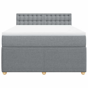 Κρεβάτι Boxspring με Στρώμα Ανοιχτό Γκρι 140x190 εκ. Υφασμάτινο