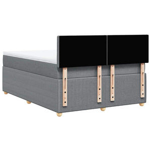 Κρεβάτι Boxspring με Στρώμα Ανοιχτό Γκρι 140x190 εκ. Υφασμάτινο