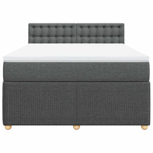 Κρεβάτι Boxspring με Στρώμα Σκούρο Γκρι 140x190 εκ. Υφασμάτινο