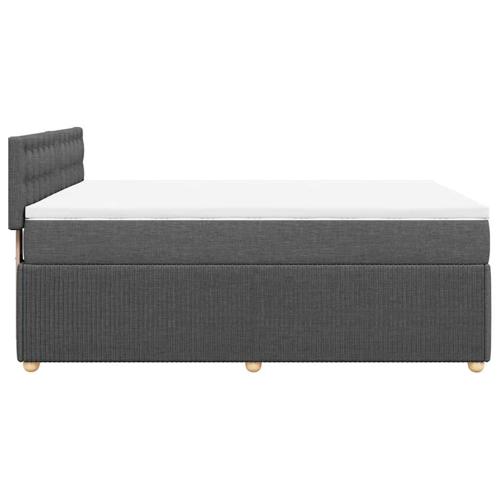 Κρεβάτι Boxspring με Στρώμα Σκούρο Γκρι 140x190 εκ. Υφασμάτινο