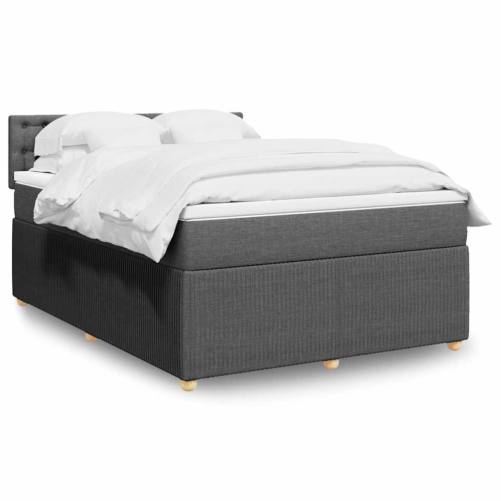 Κρεβάτι Boxspring με Στρώμα Σκούρο Γκρι 140x190 εκ. Υφασμάτινο